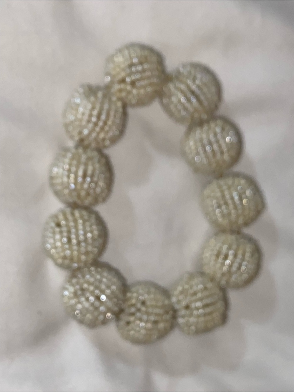 Beaded Pearl-Effect Stretch Bracelet - Cream